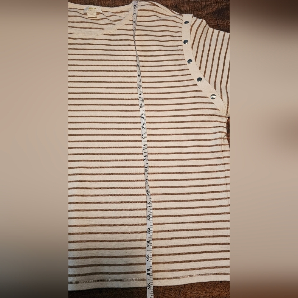 Maeve By Anthropologie Women's Slouchy Striped Long-Sleeve Tee Brown Size XL - Picture 13 of 13